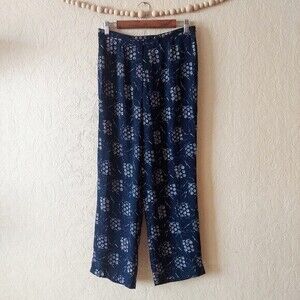 Vintage blue white floral high waist ankle pants